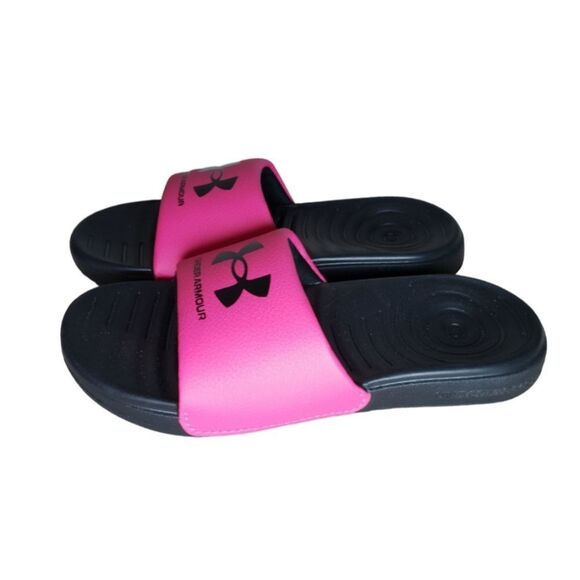 Kids Pink Under Armour Pool Slides - Picture 2 of 6